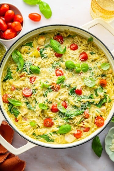 One Pan Pesto Chicken and Orzo